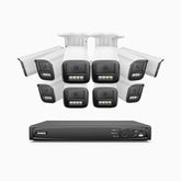 HZ804 - 4K 16 Kanal PoE Dome Überwachungskamera-Set mit 10 Kameras, 4X Optischer Zoom, 2,8-12 MM motorisiertes Varifokalobjektiv, Intelligente Zwei Lichtern Nachtsicht, Bewegungserkennung 2.0, Eingebautes Mikrophon, Alarmierung mit sirene und blitzlicht